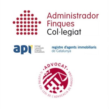 Sellos oficiales: Administrador de Finques Col·legiat, API Registre d'Agents Immobiliaris de Catalunya y Advocat del Col·legi de l'Advocacia de Barcelona